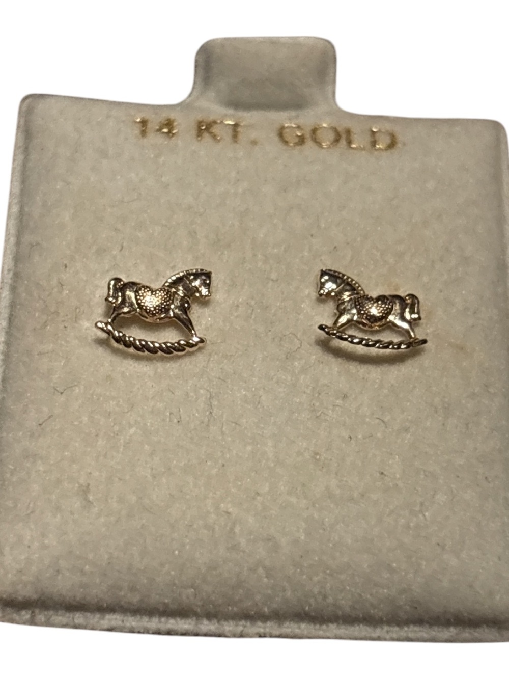 14KT Gold Rocking Horse Stud Earrings for Kids